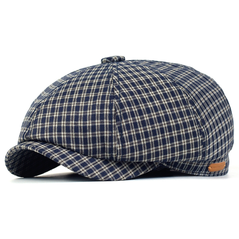 Dad Hat Cotton - Spring Summer Plaid Newsboy Cap Peaky