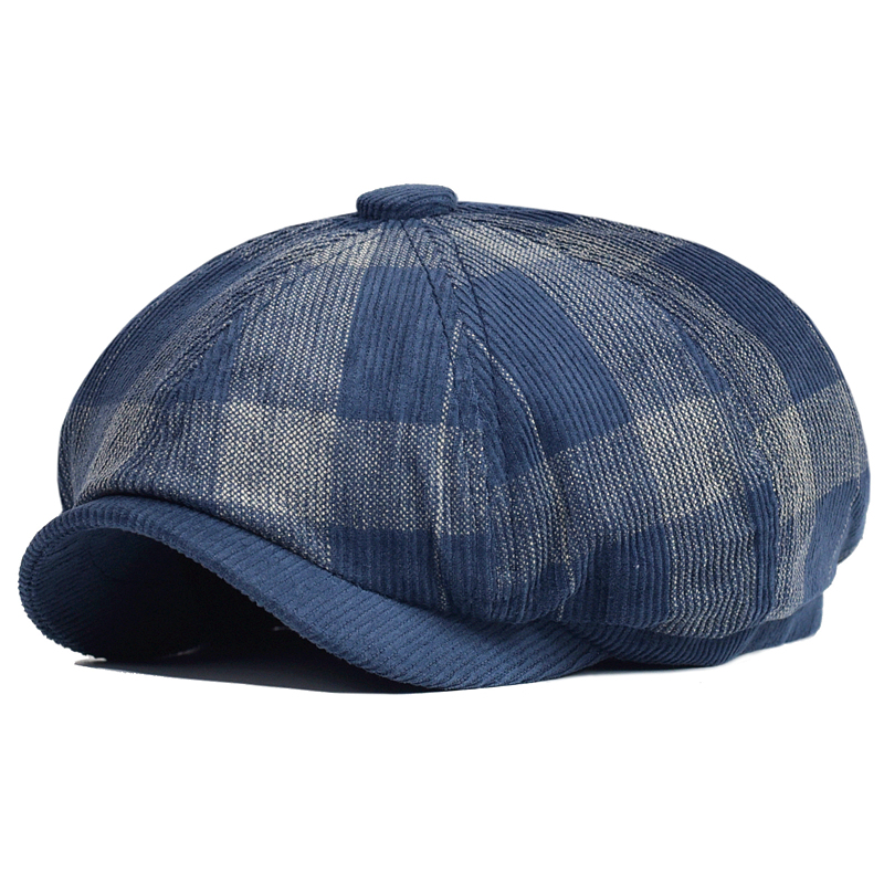 Dad Hat Cotton - Autumn Winter Plaid Thick Newsboy Hat