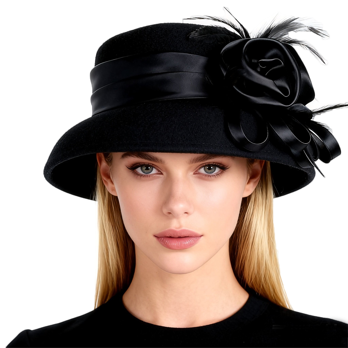 Women's Black Wool Felt Cloche - Fedora Hat Wool review and price